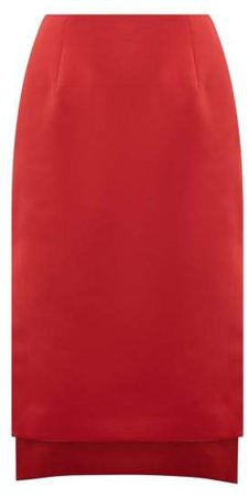 No. 21 - Side Slit Step Hem Satin Skirt - Womens - Red