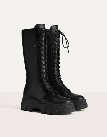 Platform ankle boots with track sole - null - Bershka United Kingdom