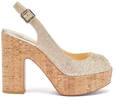 Dona Anna 120 Glittered Leather Platform Sandals - Womens - Gold