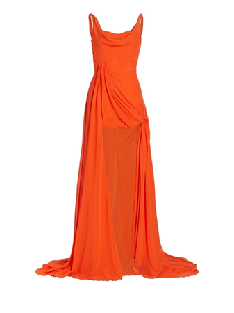 orange sheer formal dress gowns