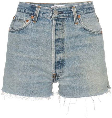 Side Zip Denim Shorts