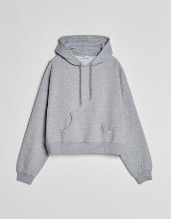 Grey Hoodie with pocket - Sweatshirts and Hoodies - Woman | Bershka