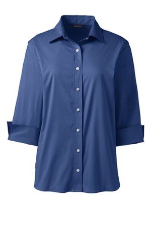 Women's 3/4 Sleeve No Gape Stretch Flip Cuff Shirt | Lands' End Business Uniforms