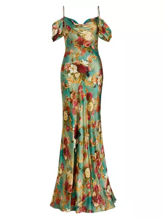 Shop L'AGENCE Kenna Floral Silk Off-the-Shoulder Gown | Saks Fifth Avenue