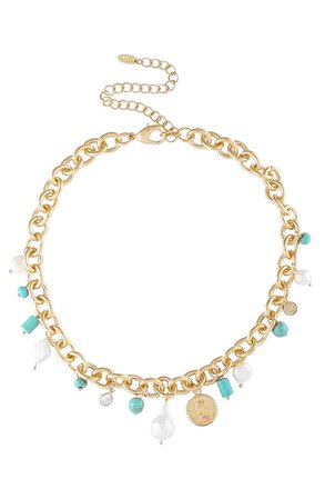 Ettika Freshwater Pearl & Turquoise Charm Necklace | Nordstrom