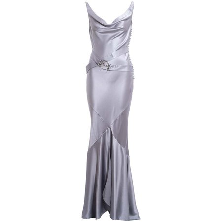Christian Dior by John Galliano grey silk trained evening dress, fw 2004 For Sale at 1stDibs