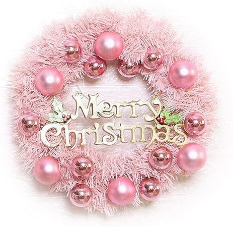 Amazon.com: Ochine Pink Christmas Wreath 12 Inch Christmas Garland Holiday Wreath with Merry Christmas Sign Christmas Ball Wreath Xmas Wreaths Ornaments for Front Door Bedroom Fireplace Wall Window Holiday Decor : Home & Kitchen