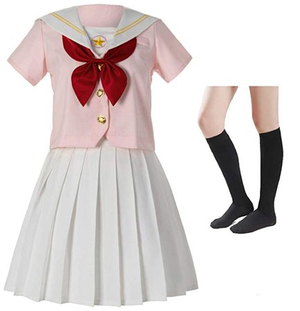 Amazon.com: Japanese School Girls Sailor JK Uniform White Sakura Pink Pleated Skirt Anime Cosplay Costumes with Socks Set(SSF26) S: Clothing