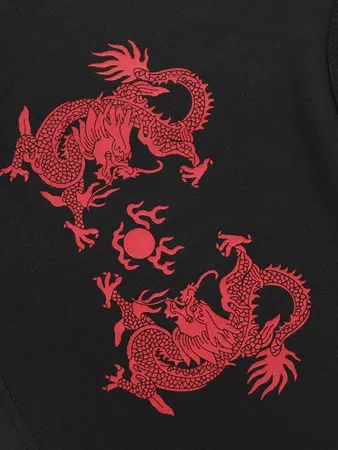 Dragon Print Tank Top & Shorts PJ Set | SHEIN USA