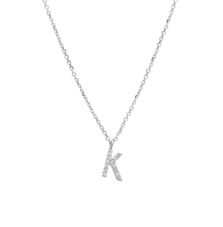 silver initial necklace k