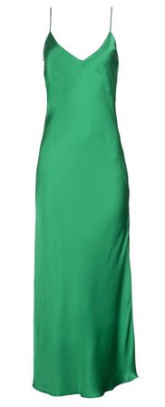 fanning emerald silk dress