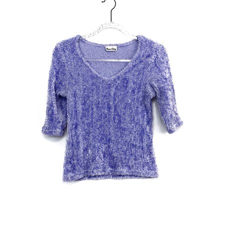 90s lilac purple sweater top! By Rave City V neck,... - Depop
