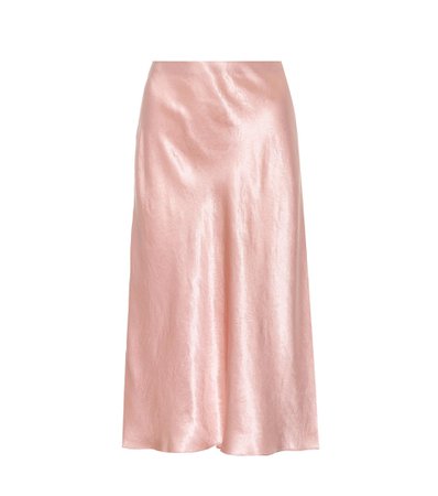 William B Pink-Satin-Midi-Skirt