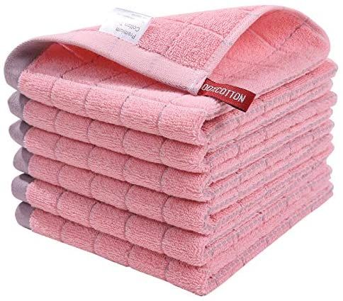 Amazon.com: Homaxy 100% Cotton Terry Kitchen Dish Cloths, Ultra Soft and Absorbent Dish Towels Washcloths Quick Drying Dish Rags, 6 Pack, 12 x 12 Inches, Pink : Home & Kitchen