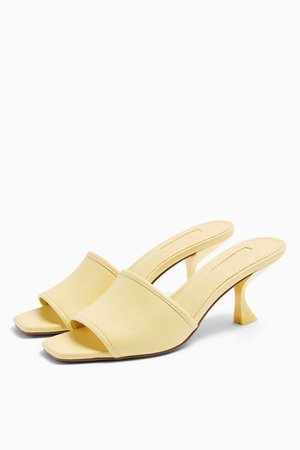 NUTMEG Yellow Flare Heel Mules | Topshop