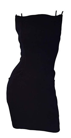 Sexy Vintage Thierry Mugler 1990s Avant Garde Black Bodycon Dress w/ Pockets