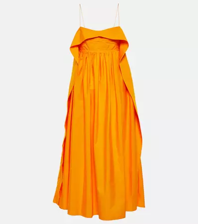 Cotton Midi Dress in Orange - Cecilie Bahnsen | Mytheresa