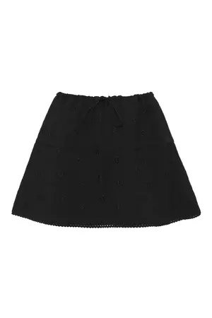 Anabelle Eyelet Mini Skirt - Black