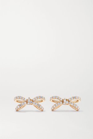 Gold Small Bow 14-karat gold diamond earrings | Sydney Evan | NET-A-PORTER