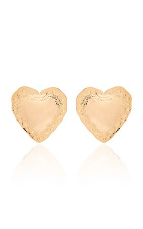 Gold-Plated Heart Earrings by FALLON | Moda Operandi
