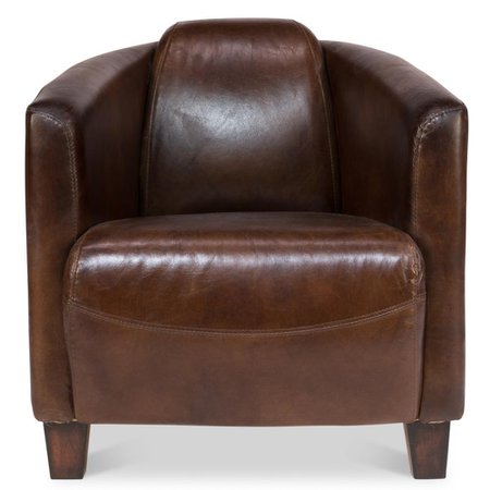 Megan Rustic Lodge Vintage Brown Leather Upholstered Arm Chair