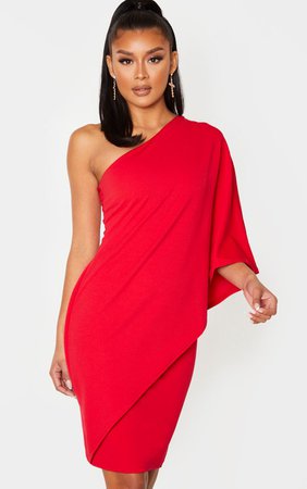 Red One Sleeve Midi Dress | Dresses | PrettyLittleThing