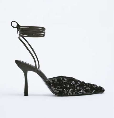 Black sequin heels