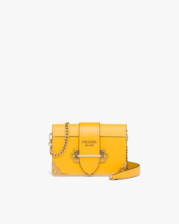 Sunny Yellow Leather Prada Cahier Bag | Prada