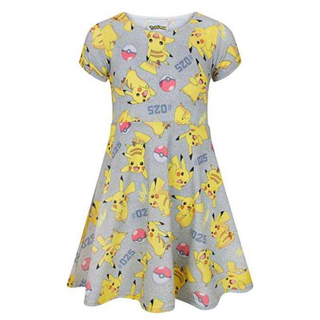Amazon.com: Pokemon Pikachu Girl's Short Sleeved Dress: Clothing