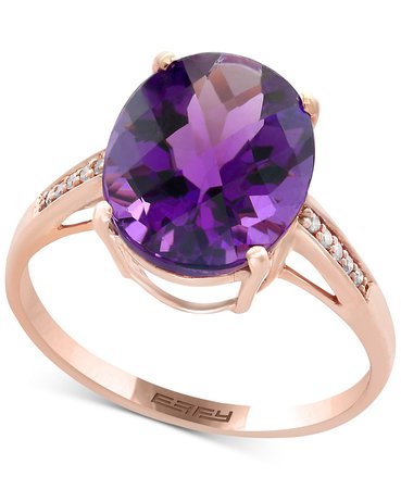 EFFY 14k Rose Gold Viola Amethyst and Diamond Accent Ring
