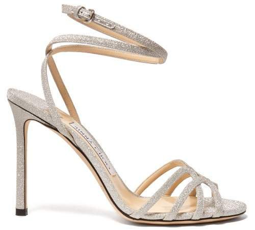 Mimi 100 Cross Strap Glitter Sandals - Womens - Silver