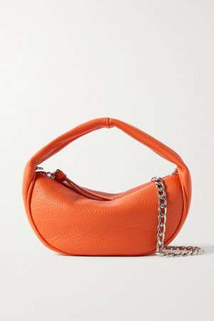 Baby Cush Chain-embellished Textured-leather Shoulder Bag - Bright orange