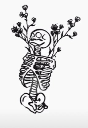 Skeleton and Flower Tattoo