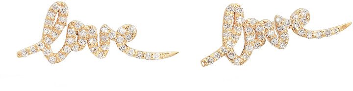 Flawless Love Script Diamond Stud Earrings