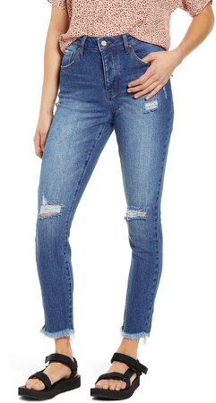 Ripped High Waist Ankle Skinny Jeans