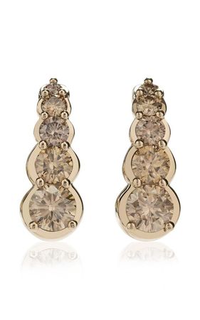 18k White Gold Brown Diamond Hook Earrings By Ara Vartanian | Moda Operandi