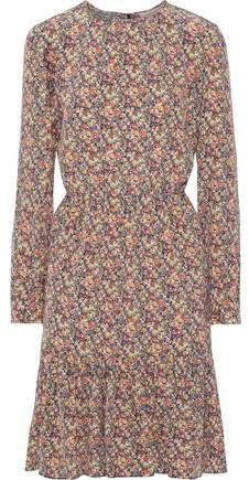 Pleated Floral-print Silk Dress