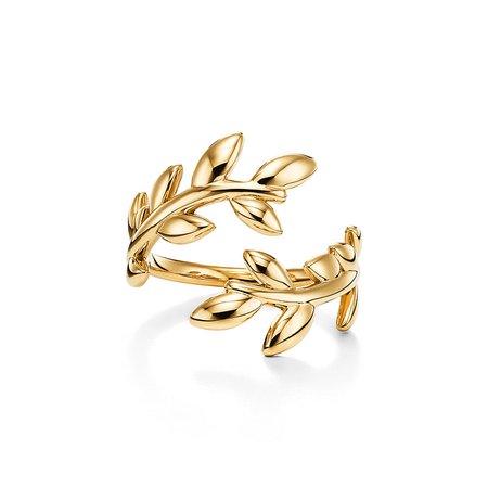 Paloma Picasso® Olive Leaf bypass ring in 18k gold. | Tiffany & Co.
