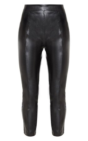 Daysha Black Cropped Faux Leather Pants | PrettyLittleThing USA