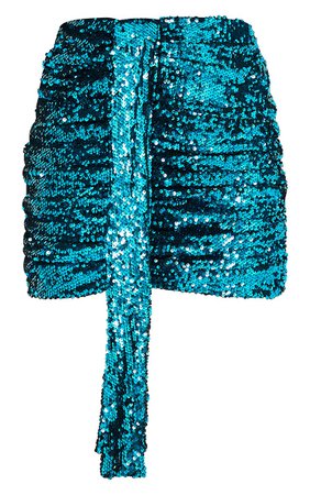 Teal Sequin Drape Skirt | Skirts | PrettyLittleThing USA