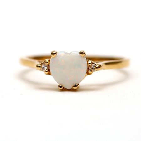14k Opal Heart Ring | Etsy