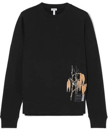 Printed Cotton-jersey Sweatshirt - Black
