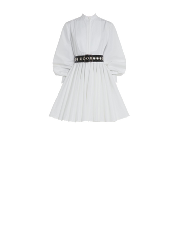 Alexander McQueen | Panelled Shirt Dress in Optical White plus Eyelet Medium Waist Belt (Dei5 edit)
