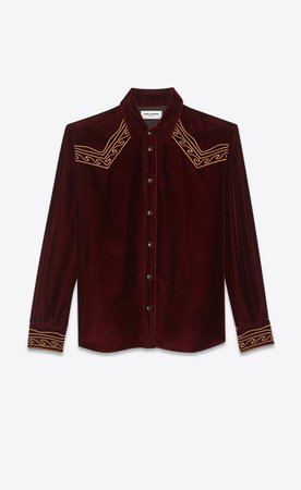 ‎Saint Laurent ‎Embroidered Western Shirt In Velvet ‎ | YSL.com
