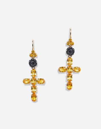Women's Jewelry in GOLD | Family yellow gold earrings with yellow sapphires | Dolce&Gabbana