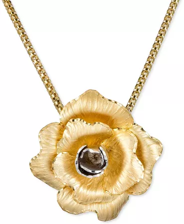 Macy's Satin Flower Pendant Necklace in 14k Gold-Plated Sterling Silver