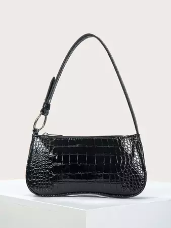 Minimalist Croc Embossed Baguette Bag | SHEIN USA