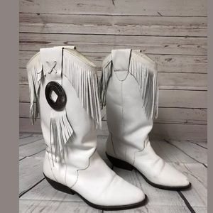leather craft Shoes | Leather Craft 65 Fringe White West Cowgirl Boots | Poshmark