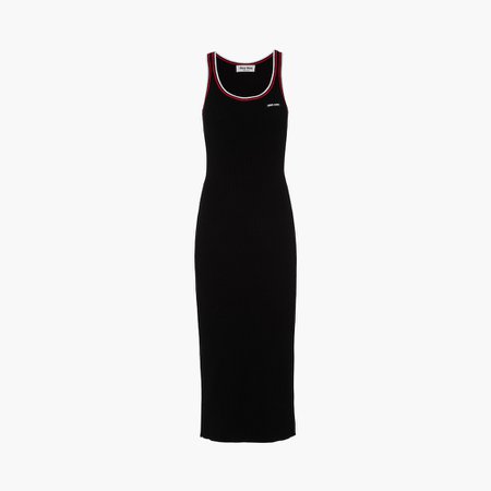 Viscose sheath dress with logo Black | Miu Miu