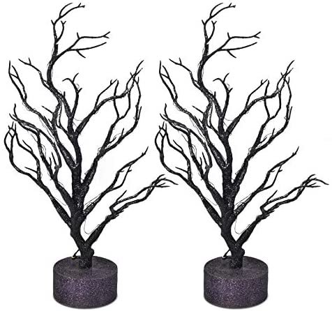 Amazon.com: Feirui Set of 2, 17" Halloween Black Artificial Tree Battery Operated with 20L Warm White Lights Halloween Light Tabletop Tree Decoration Indoor : Home & Kitchen